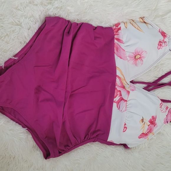 Just arrived beautiful unique monokini with leopard ring one-piece v-neck purple - Picture 9 of 13